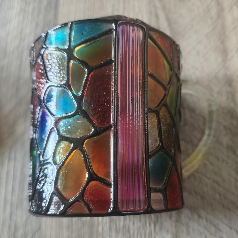 Unbranded Faux Stained Glass Mosaic Coffee Mug Resin Stainless Steel 3.5" New - Picture 8 of 8